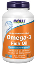 NOW Foods Supplements, Omega-3 180 EPA / 120 DHA, Molecularly Distilled, Cardiovascular Support*, 200 Softgels NOW FoodsBuy Supplements Australia