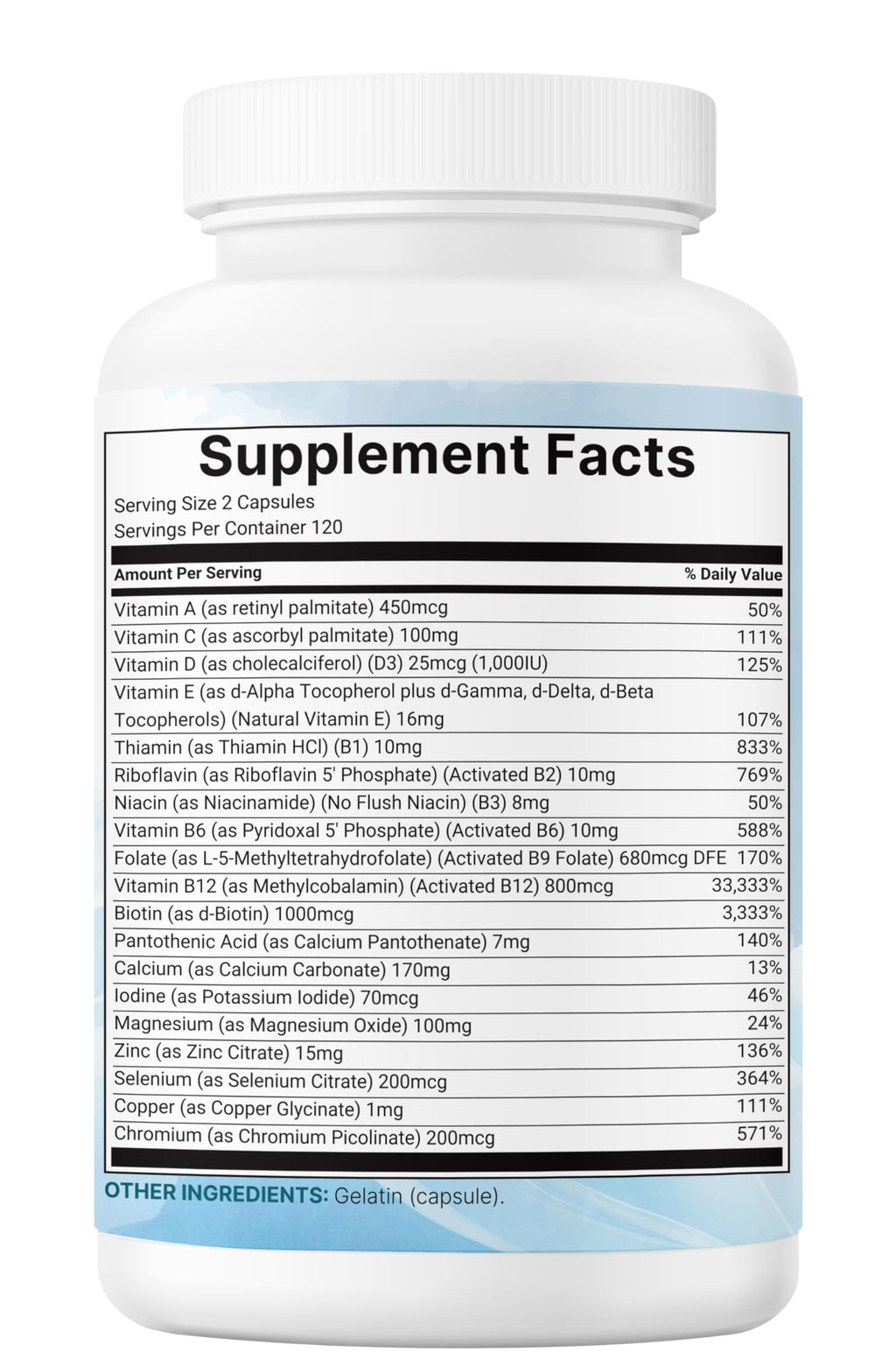 Micro Ingredients Pure Methylated Multivitamin, 240 Capsules | 19-in-1 Formula with Vitamins C, D, B12, Folate, Magnesium