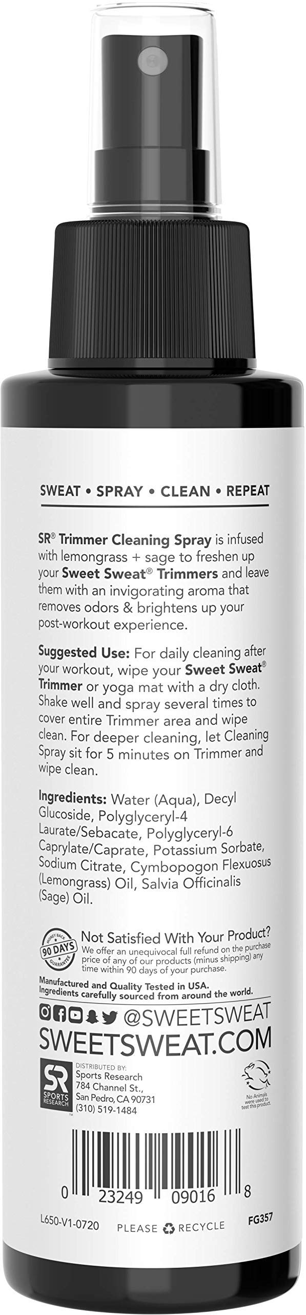 Sweet Sweat Waist Trimmer Cleaning Spray | Freshen & Clean Neoprene Trimmers, Yoga Mat, Gym Equipment & More! | Made with Lemongrass & Sage Oil - 4oz. Sports Research buy supplements Au