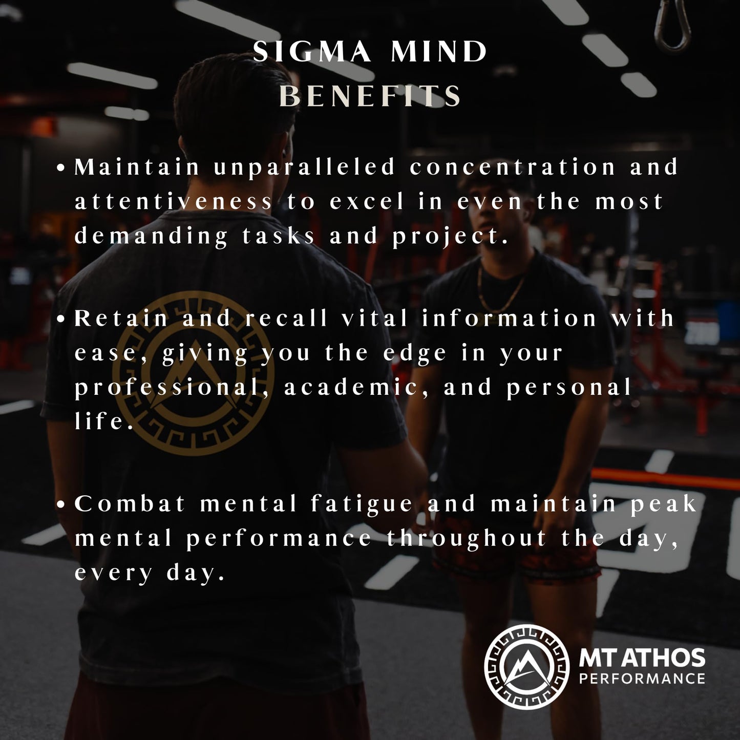 Mt. Athos Performance Sigma Mind | Potent Nootropic Formula to Support Cognitive Function, Improved Focus, Drive, and Mood | 30 Servings, 90 Capsules Mt. Athos Performance buy supplements Au