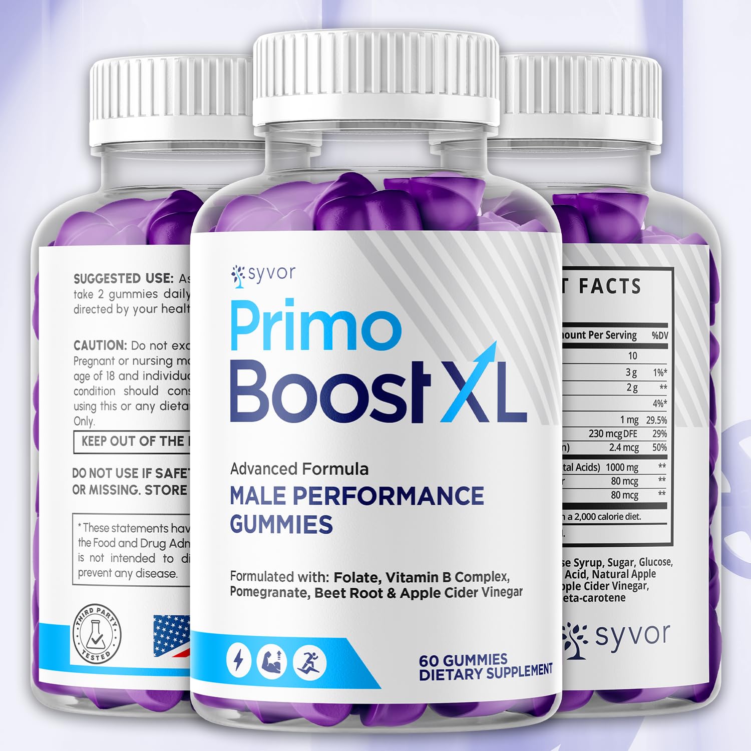 (3 Pack) Primo Boost XL Gummies, Official Primo Boost XL Gummys with All Natural Ingredients, Advanced PrimoBoost Health & Wellness Formula with Max Strength Active Lifestyle Vitamins (180 Gummies) Syvor buy supplements Au