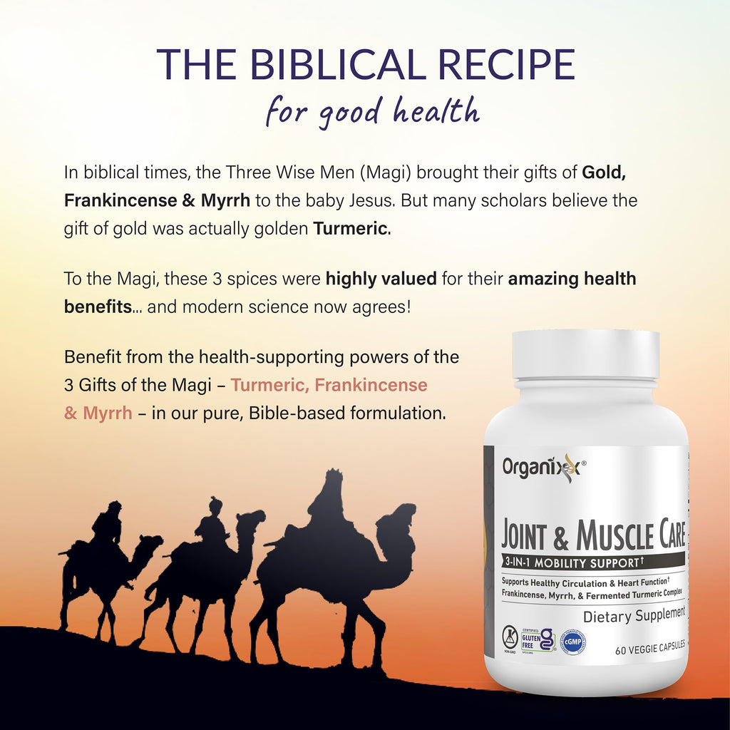 Organixx Joint & Muscle Care Organic Turmeric Supplement, 3-in-1 Frankincense, Turmeric and Myrrh Joint Health & Joint Support Supplement Body Care Capsules, Supports Swelling, Tension, 60 Capsules OrganixxBuy Supplements Australia
