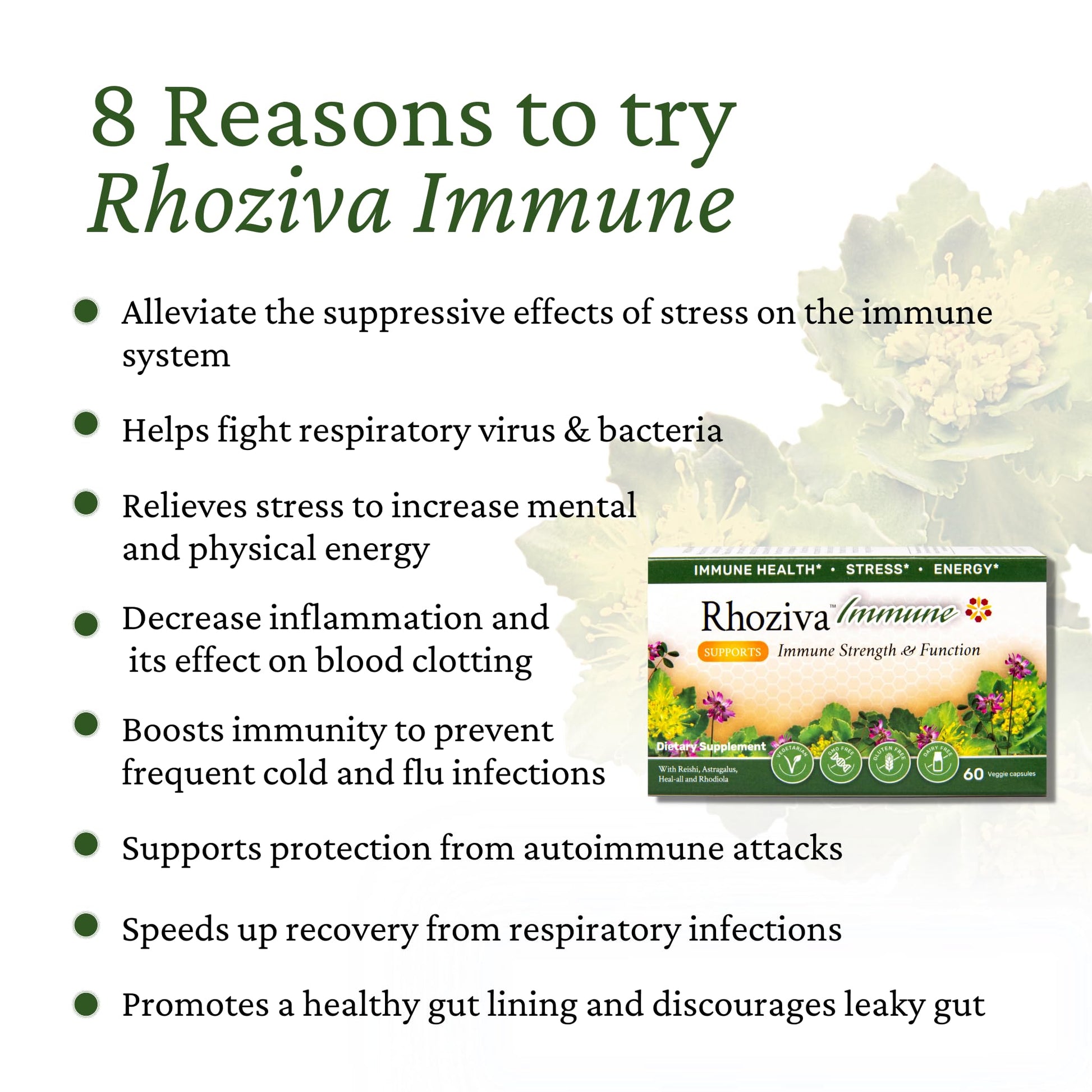Immune Support, Energy Booster with Vitamin C, D3 and Zinc Supplement, Rhodiola Rosea, Reishi Mushroom Extract, Astragalus, Overall Wellness and Daily Habit - 60 Capsules Rhoziva buy supplements Au