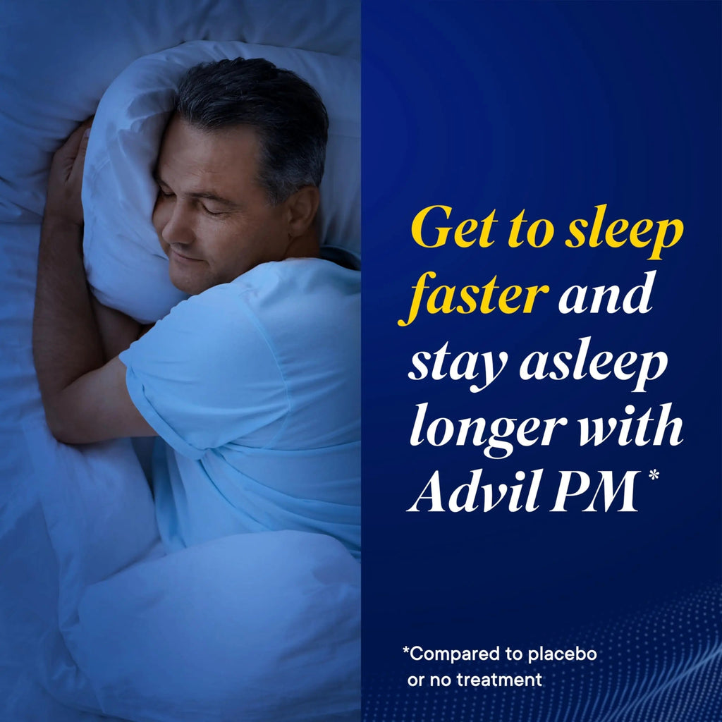 Advil PM Pain Reliever and Nighttime Sleep Aid, Pain Medicine with Ibuprofen for Pain Relief and Diphenhydramine Citrate for a Sleep Aid - 40 Coated Caplets AdvilBuy Supplements Australia