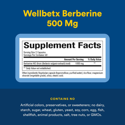 Natural Factors WellBetX Berberine - Daily Supplement Supports Metabolic Health - Formula Supports Healthy Heart - Gluten-Free & Vegan
