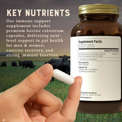 HEART & SOIL 100% Grass Fed & Finished Colostrum Supplement from Regenerative Cattle for Gut, Muscle & Immune Health – 3000mg Bovine Colostrum Capsules - Gut Health for Men & Women –180 Capsules HEART & SOILBuy Supplements Australia