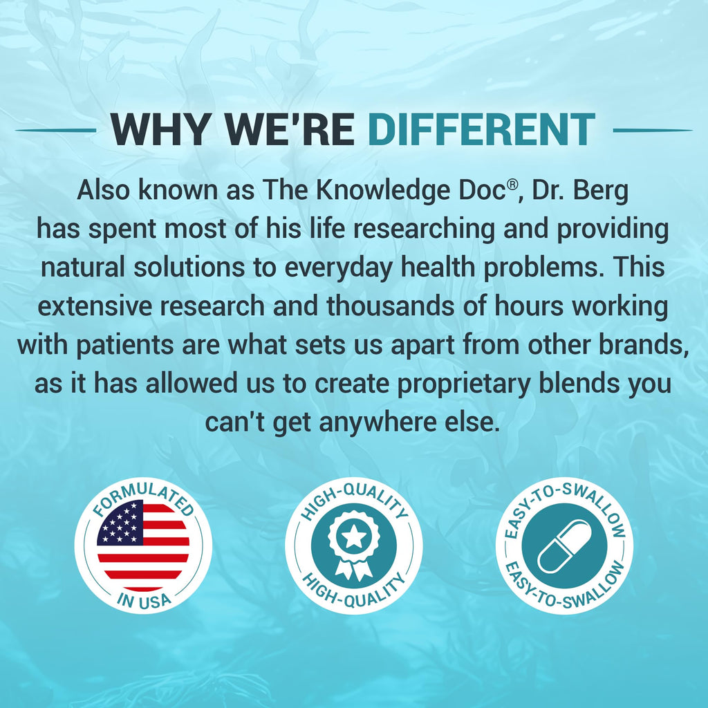 Dr. Berg Sea Kelp Enhanced Iodine - 200 mcg of Premium Iodine - Seaweed Blend Includes Klamath Blue-Green Algae & Sea Kelp - 90 Capsules Dr. Berg NutritionalsBuy Supplements Australia