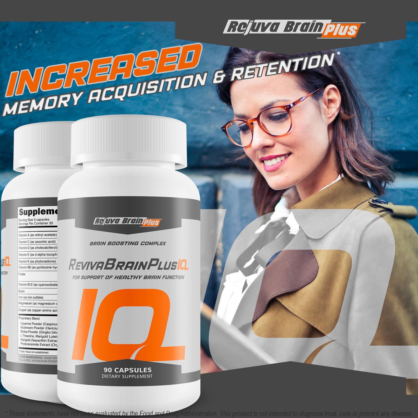 Rejuva Brain Plus Reviva Brain Plus IQ - Support Healthy Brain Function - Brain Boosting Complex Ultra Blend Formulated with Memory Support Nootropic Ingredients - Clarity - Focus - Performance Rejuva Brain Plus buy supplements Au