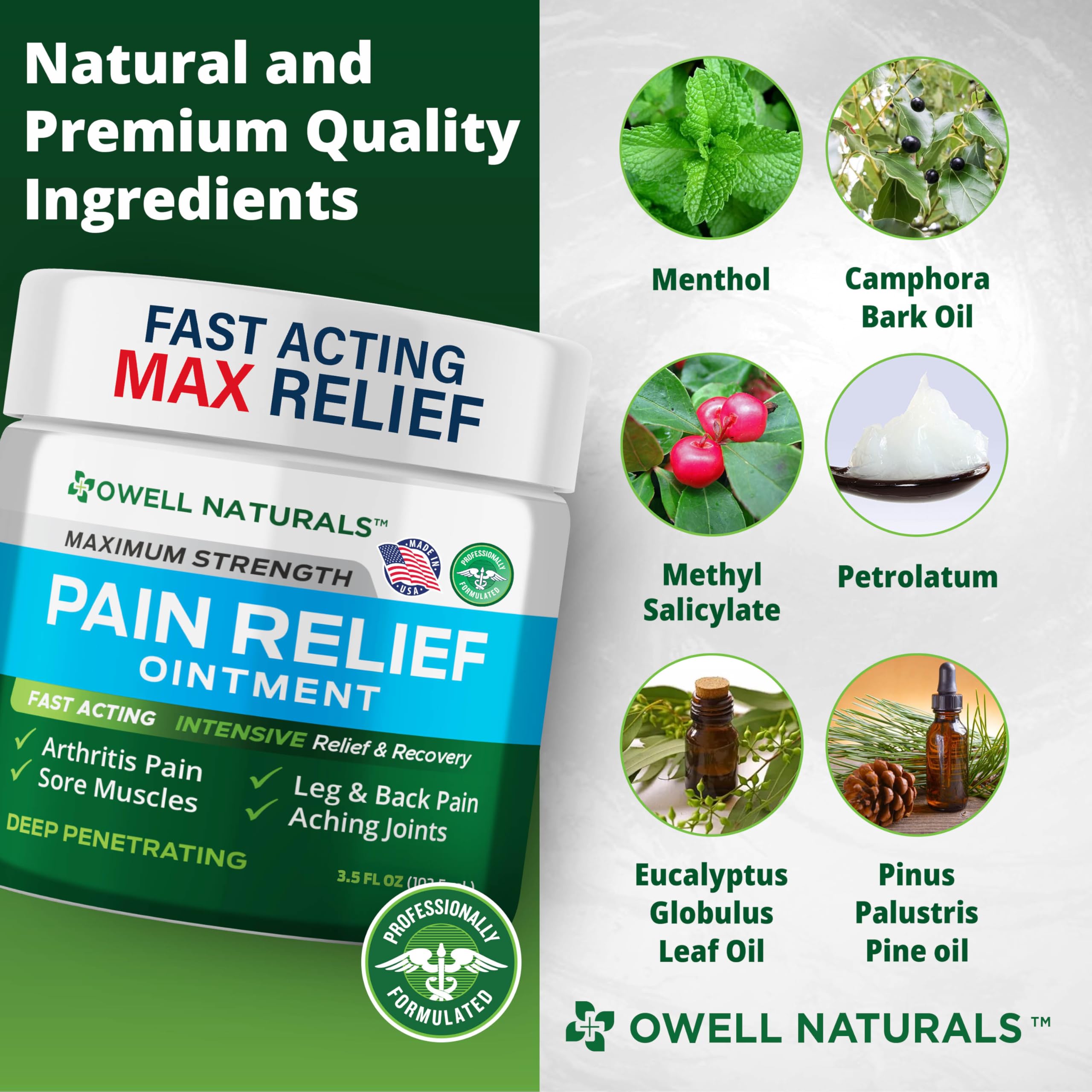 OWELL NATURALS Arthritis Pain Relief Ointment with Arnica & MSM – Deep Penetrating Joint & Muscle Therapy for Knee, Back, Sore Muscles, Legs, 3.5 oz (2 Pack) Owell NaturalsBuy Supplements Australia
