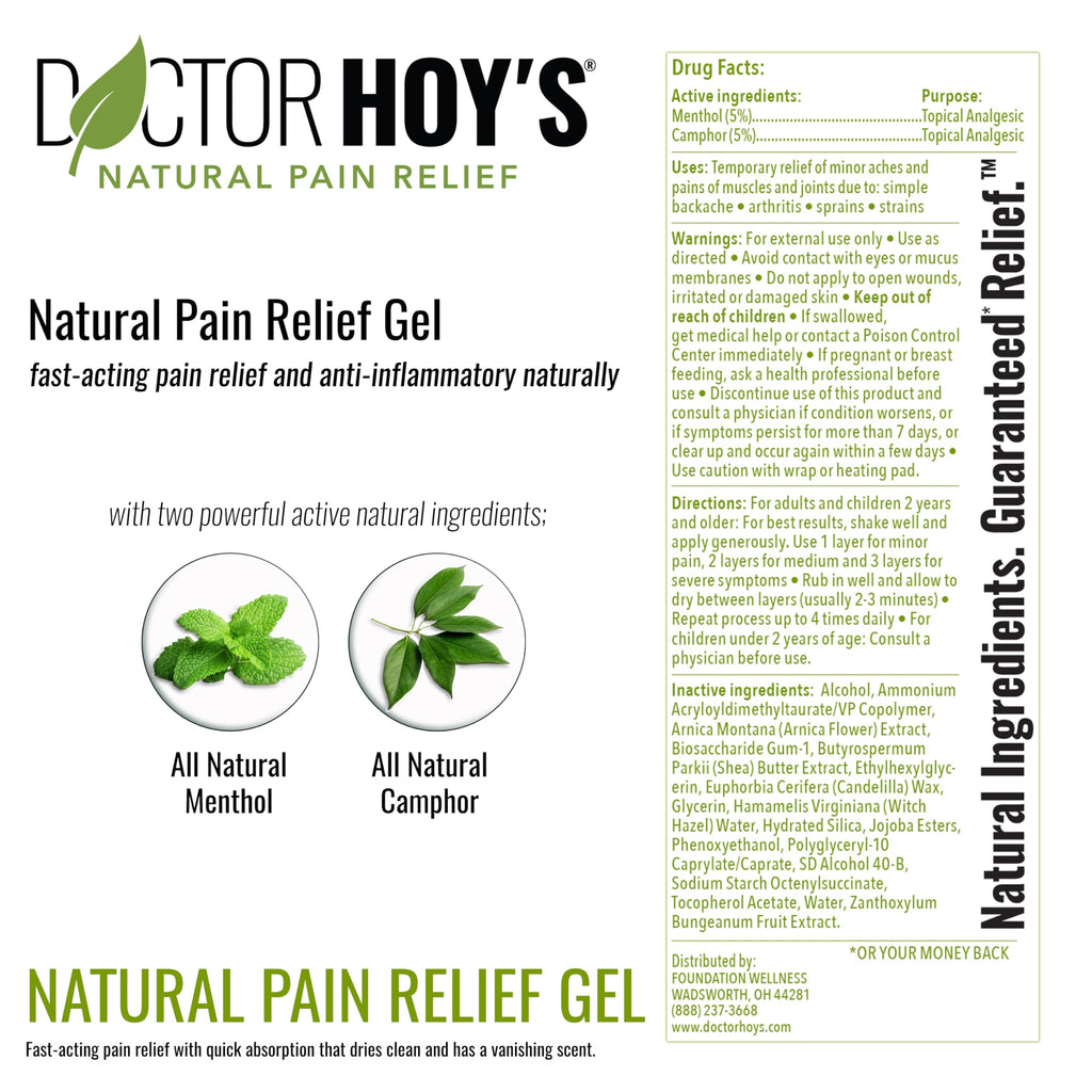 DOCTOR HOY'S Natural Pain Relief Gel, Topical Arnica Anti-Inflammatory Gel for Arthritis, Joint Pain, and Muscle Strains - Clean, Safe and Effective Pain Relief DOCTOR HOY'SBuy Supplements Australia