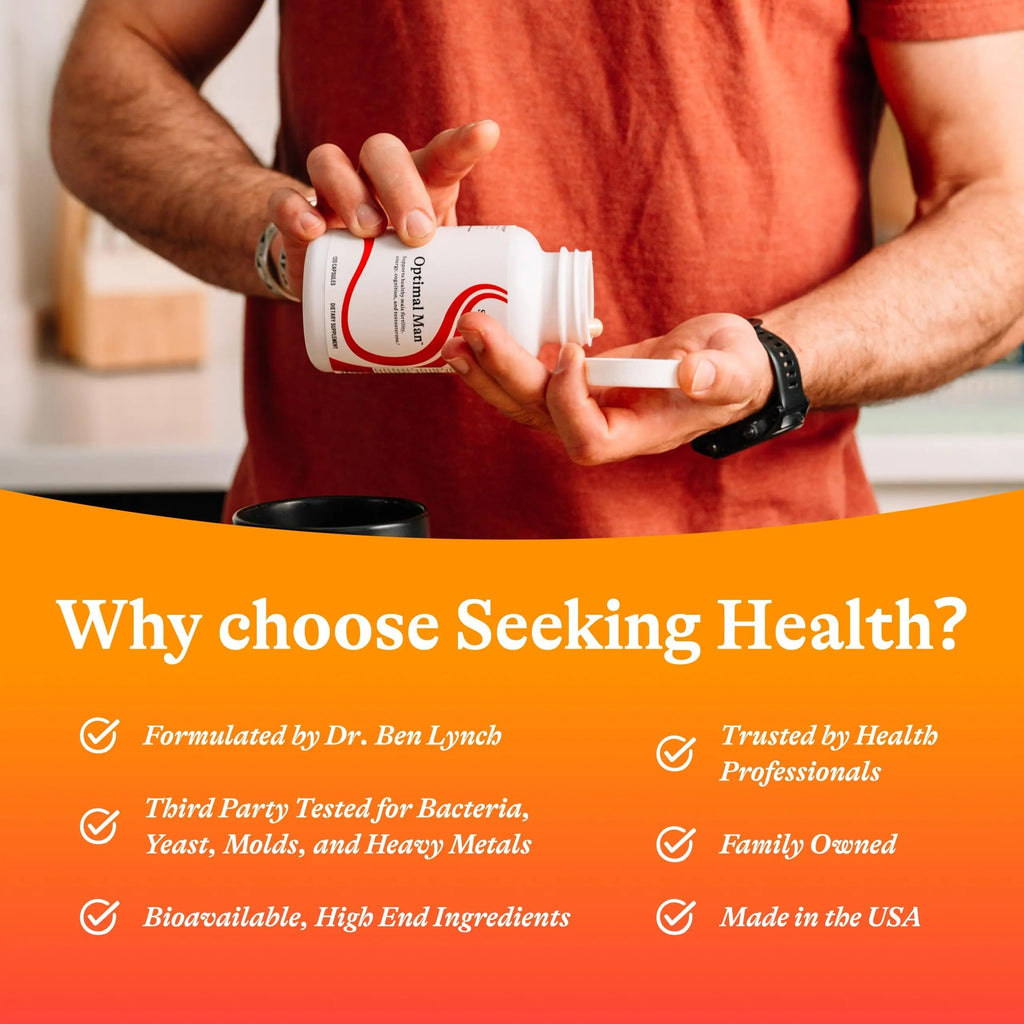 Seeking Health Optimal Man - Multivitamin Supplement with Zinc, Active Folate, & Alpha-Lipoic Acid - Multivitamin Supports Energy & Brain Health - Support Healthy Aging Seeking Health