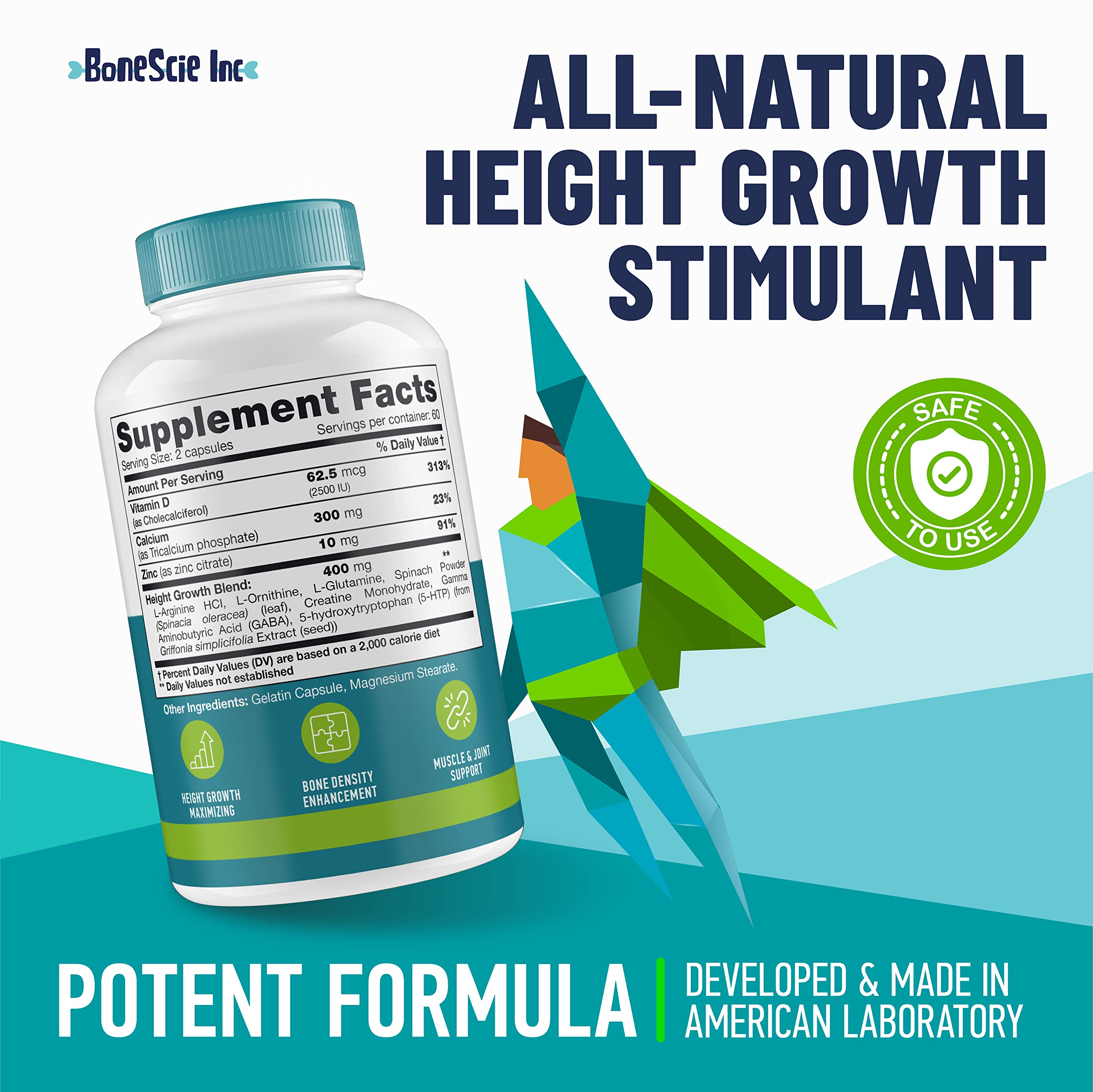 Height Growth Maximizer - Made in USA - Natural Height Increase Booster & Bone Growth Pills - Grow Taller Supplement for Adults, Teens & Kids - Vitamins for Boys & Girls to Get Taller - 120 capsules BONESCIE INCBuy Supplements Australia