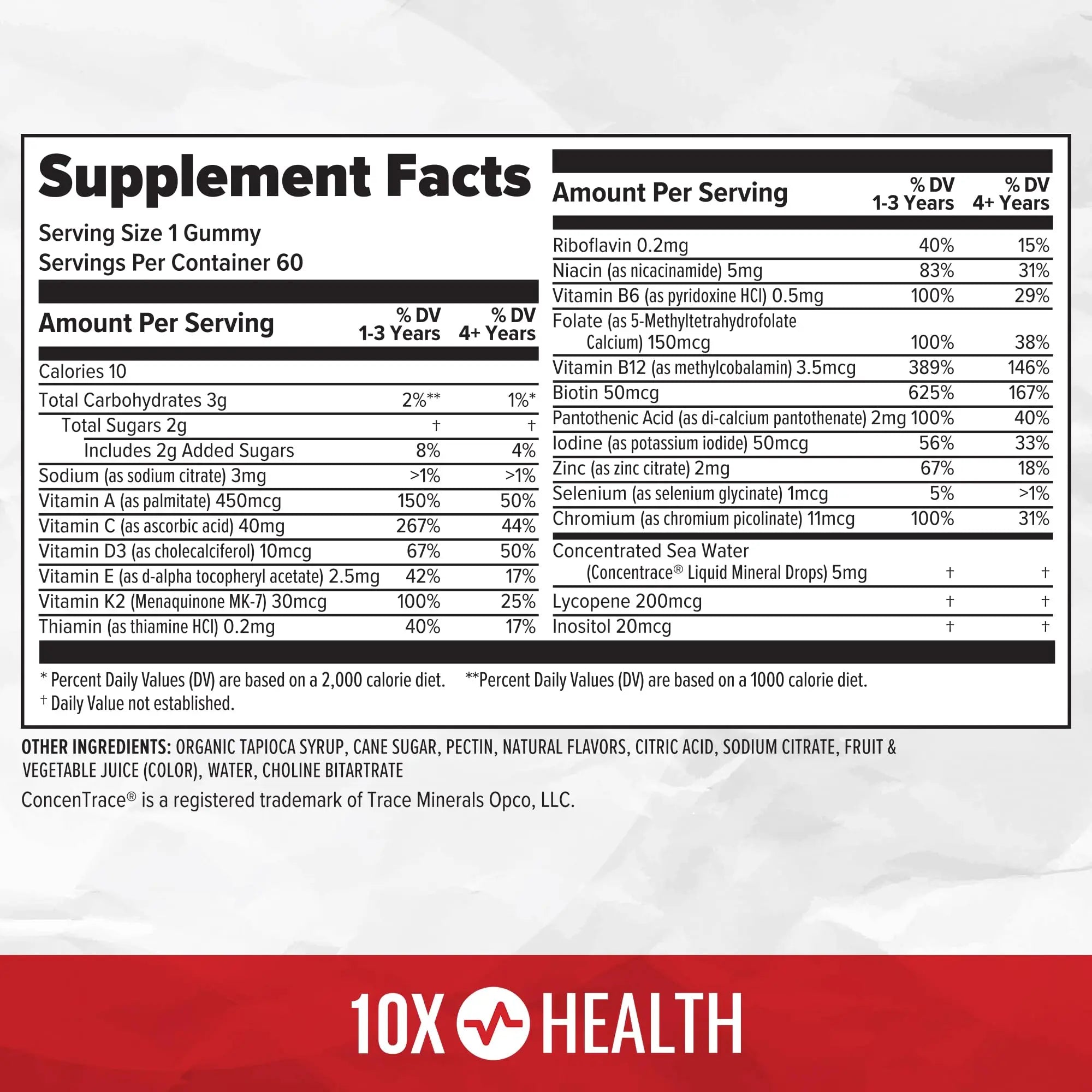 10X Health Children’s Methylated Multivitamin Gummies - 60 Count Kids Multivitamin Gummies, Complete Daily Nutrition 10X Health System