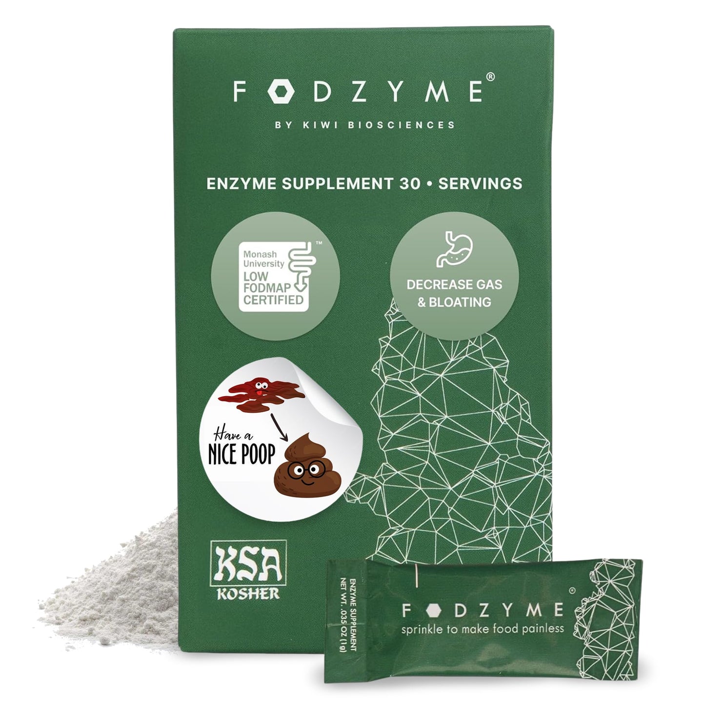 FODZYME® On-The-Go Digestive Enzymes for Gut Health, Relief for Bloating, Gas, Constipation, Diarrhea, Abdominal Pain, Low FODMAP, 30 Dose FODZYMEBuy Supplements Australia