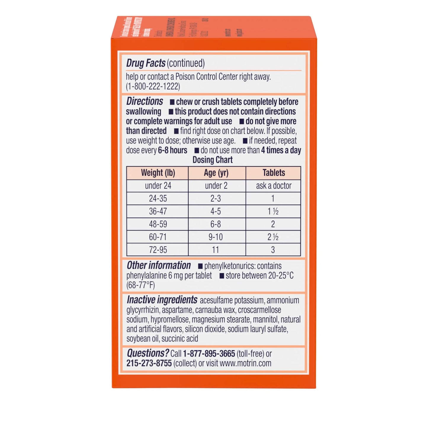 Motrin Children's Dye-Free Chewable Tablets with Ibuprofen, Kids' Fever Reducer & Pain Reliever for Sore Throat, Fever, Toothache & Pain Relief, Grape Flavor, 24 Count (Pack of 2) MotrinBuy Supplements Australia