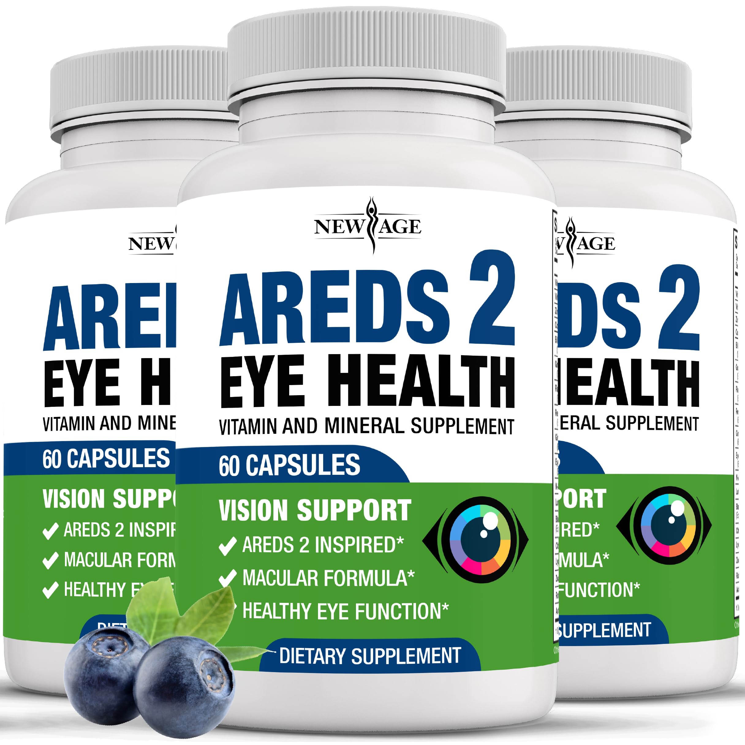 NEW AGE AREDS 2 Eye Vitamins - Lutein, Zeaxanthin, Bilberry, Astaxanthin Mineral Vision Supplement - 180 Count NEW AGEBuy Supplements Australia