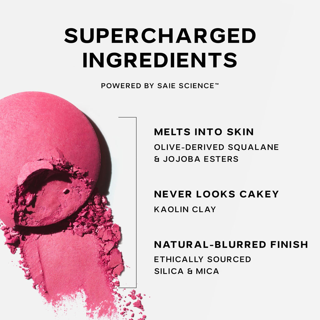 Saie SuperSuede Baked Blush - Talc-Free Powder Blush for Cheeks Infused with Hyaluronic Acid, Glycerin + Squalane - Hydrating Face Makeup for a Natural, Diffused Flush of Color - Ciao (0.1 Ounce) SaieBuy Supplements Australia