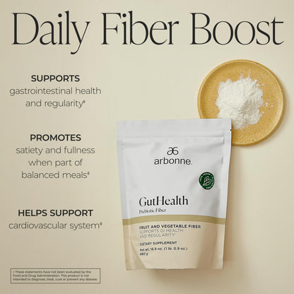 GutHealth Prebiotic Fiber – 12g Soluble Fiber including Inulin for gastrointestinal health, Regularity, Satiety, and Daily Gut Wellness; Easy to Mix Into Drinks or Food