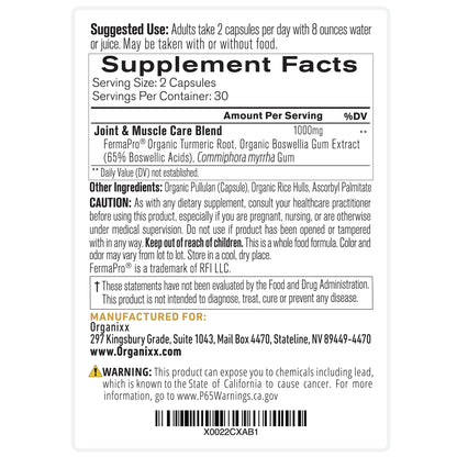 Organixx Joint & Muscle Care Organic Turmeric Supplement, 3-in-1 Frankincense, Turmeric and Myrrh Joint Health & Joint Support Supplement Body Care Capsules, Supports Swelling, Tension, 60 Capsules OrganixxBuy Supplements Australia