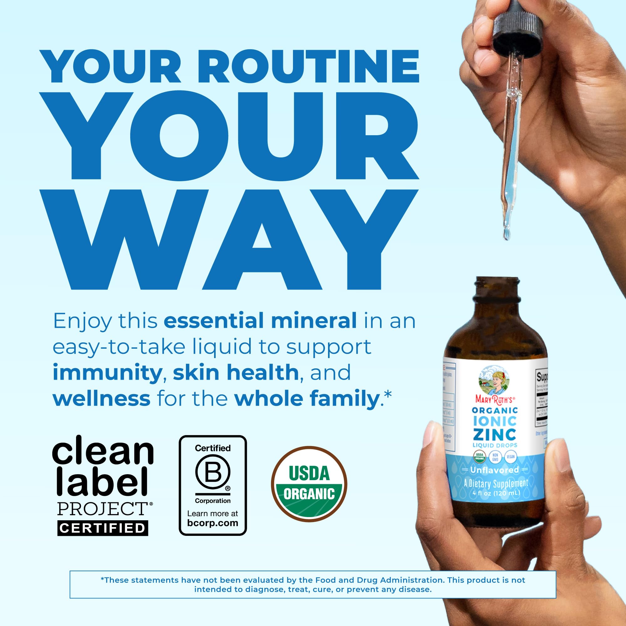 MaryRuth's Organic Liquid Zinc Supplement for Kids & Adults | Immune Support | Skin Health | Antioxidant | Cellular Metabolism | Zinc Sulfate