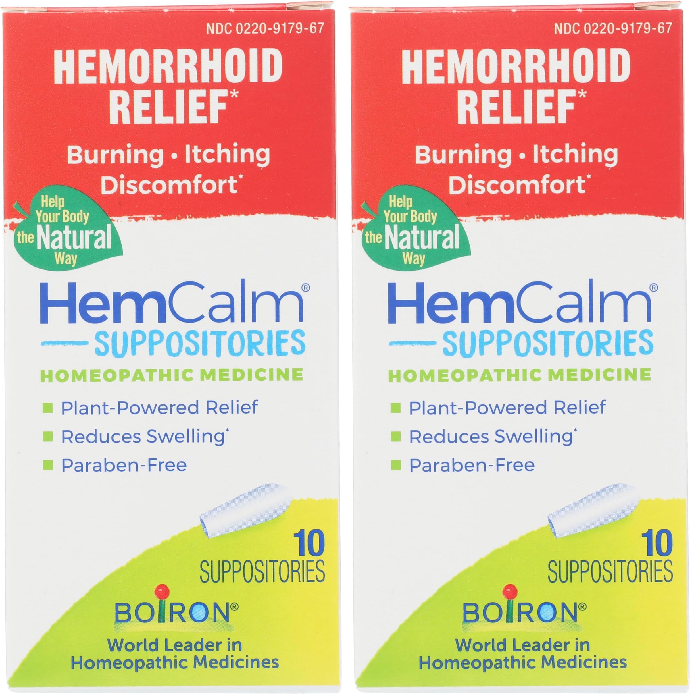 Boiron HemCalm Suppositories for Hemorrhoid Relief of Pain, Itching, Swelling or Discomfort - 10 Count (Pack of 2) BoironBuy Supplements Australia