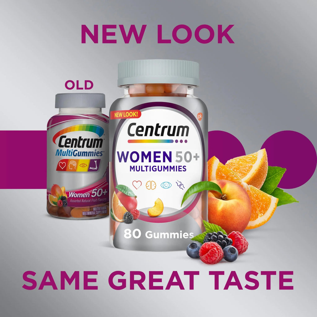 Centrum MultiGummies for Women 50 Plus, Multivitamin/Multimineral Supplement with Vitamins D3, E, B6, and B12 Centrum
