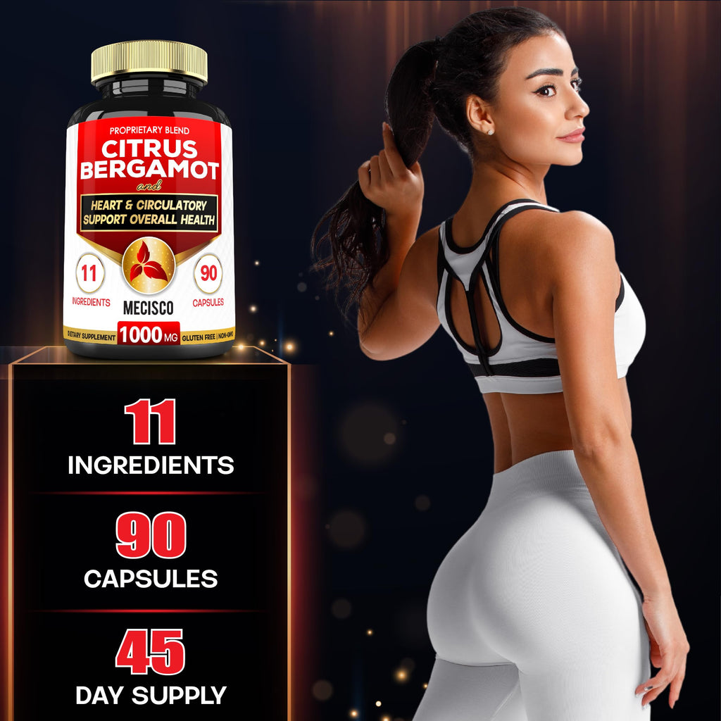 Mecisco 11 in 1 Citrus Bergamot Supplement 1000mg with Black Chokeberry, Berberine HCl & More - 90 Capsules - Supports Heart Health, Immune System, Energy Production MeciscoBuy Supplements Australia