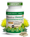 Bottle of Rhoziva Immune Reishi Mushroom Extract with capsules on a white background