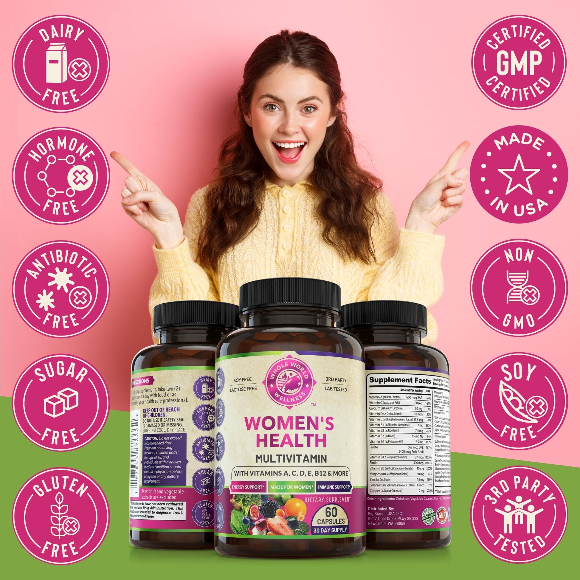 Womens Daily Multivitamins & Mens Daily Multivitamins Bundle (One Bottle Each) - Supports Holistic Wellness, Including Energy & Focus. Multivitamin & Multimineral Blend. Made in The USA. WHOLE WORLD WELLNESS buy supplements Au