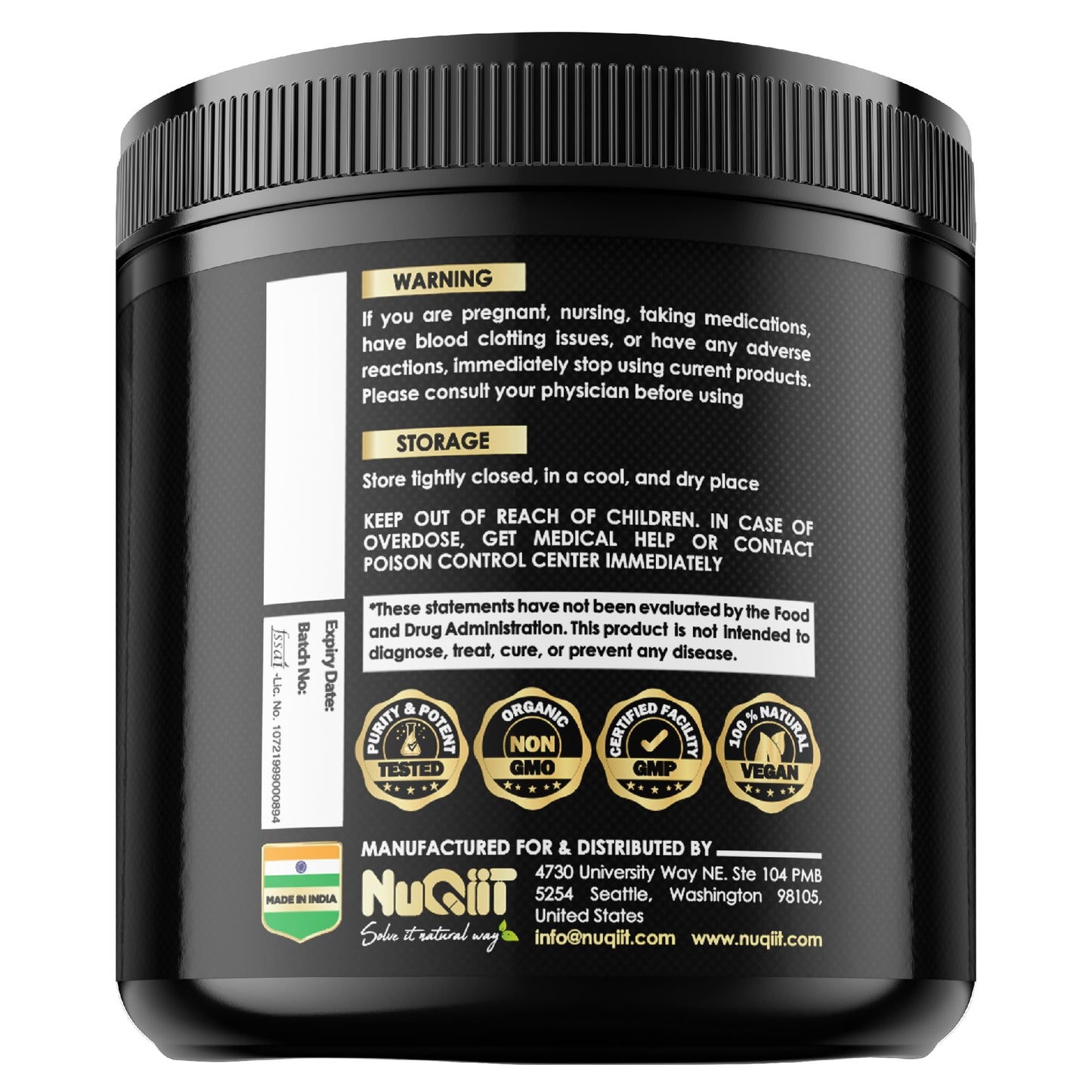 NUQIIT Organic Ashwangdha Capsules 15000mg Irish Sea Moss Apple Cider Vinegar & More - Support Brain Health, Strength & Immune System - 120 Vegan Capsules NUQIIT buy supplements Au