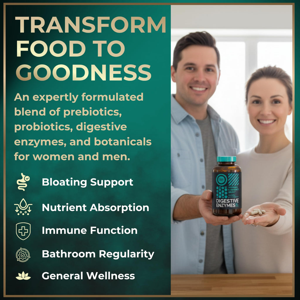 Complete Digestive Enzymes for Women & Men - 800mg Vegan Digestive Enzymes and Probiotics Prebiotics - Bloating Support, Gut Health & Digestion Supplement