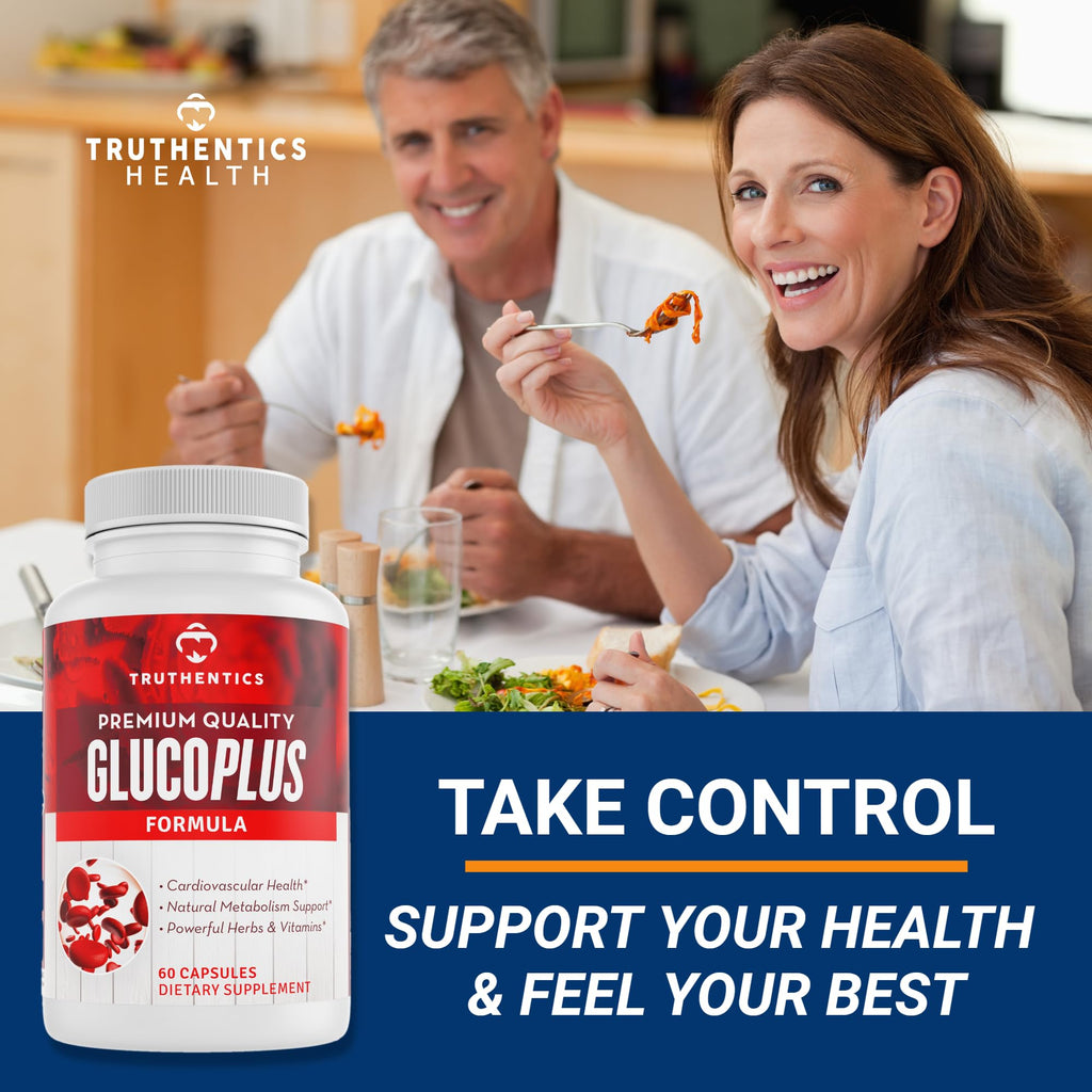 TRUTHENTICS GlucoPlus - 20 Herbs, Vitamins & Minerals with Cinnamon, Chromium, Vanadium, Bitter Melon, Alpha Lipoic Acid, Magnesium - Gluten Free, Non-GMO - 60 Capsules TRUTHENTICSBuy Supplements Australia