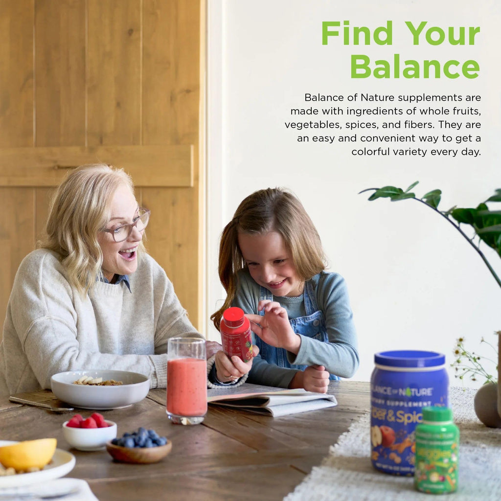Balance of Nature Fruits & Veggies Supplements - Whole Fruit and Vegetable Ingredients for Women, Men, and Kids - 90 Fruits Capsules, 90 Veggies Capsules - 1 Set Balance of Nature buy supplements Au