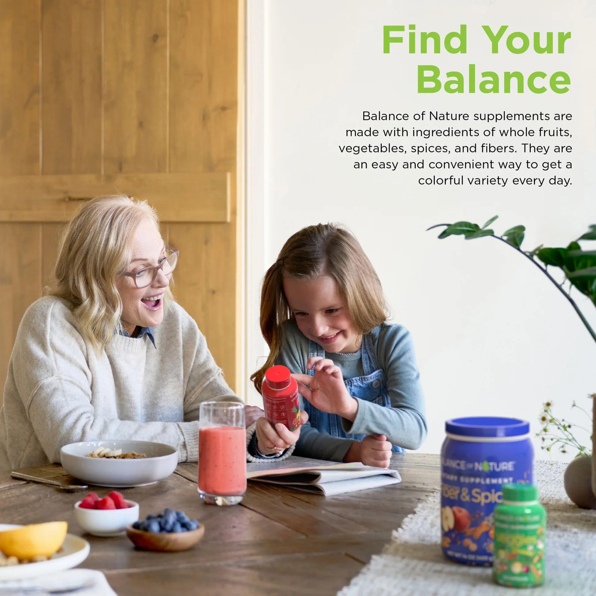 Balance of Nature Fruits & Veggies Supplements - Whole Fruit and Vegetable Ingredients for Women, Men, and Kids - 90 Fruits Capsules, 90 Veggies Capsules - 1 Set Balance of Nature buy supplements Au