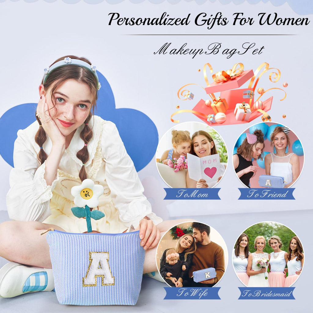 YOOLIFE Birthday Gifts for Teen Girls Kids Initial Makeup Bag | Teen Girl Gift Trendy Stuff | Travel Makeup Bag Toiletry Bags | Gifts for 3 4 5 6 7 8 9 10 11 12 13 Year Old Girl Blue K YOOLIFEBuy Supplements Australia