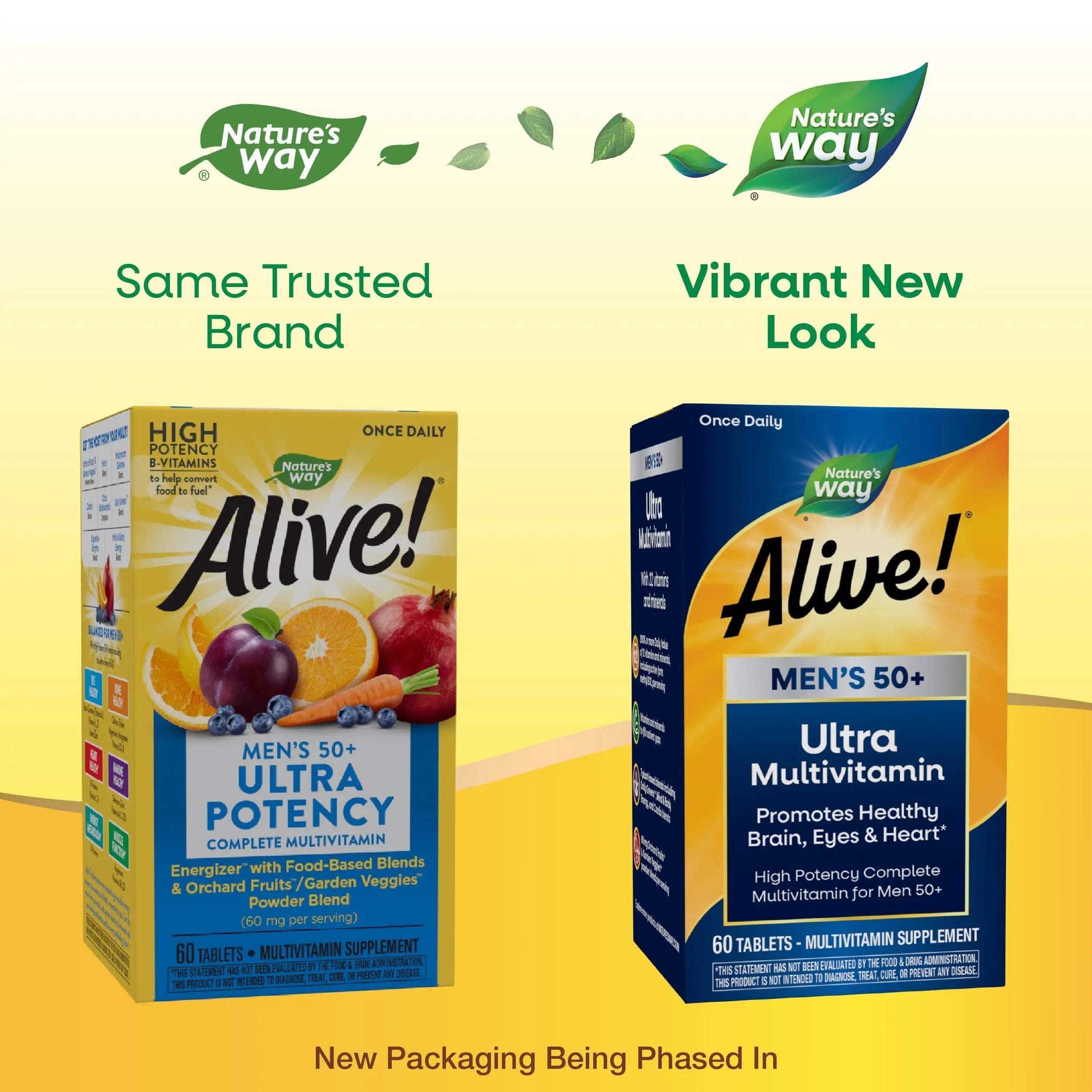 Nature's Way Alive! Men’s 50+ Daily Ultra Multivitamin, High Potency Formula, Supports Healthy Brain, Eyes & Heart Nature's Way