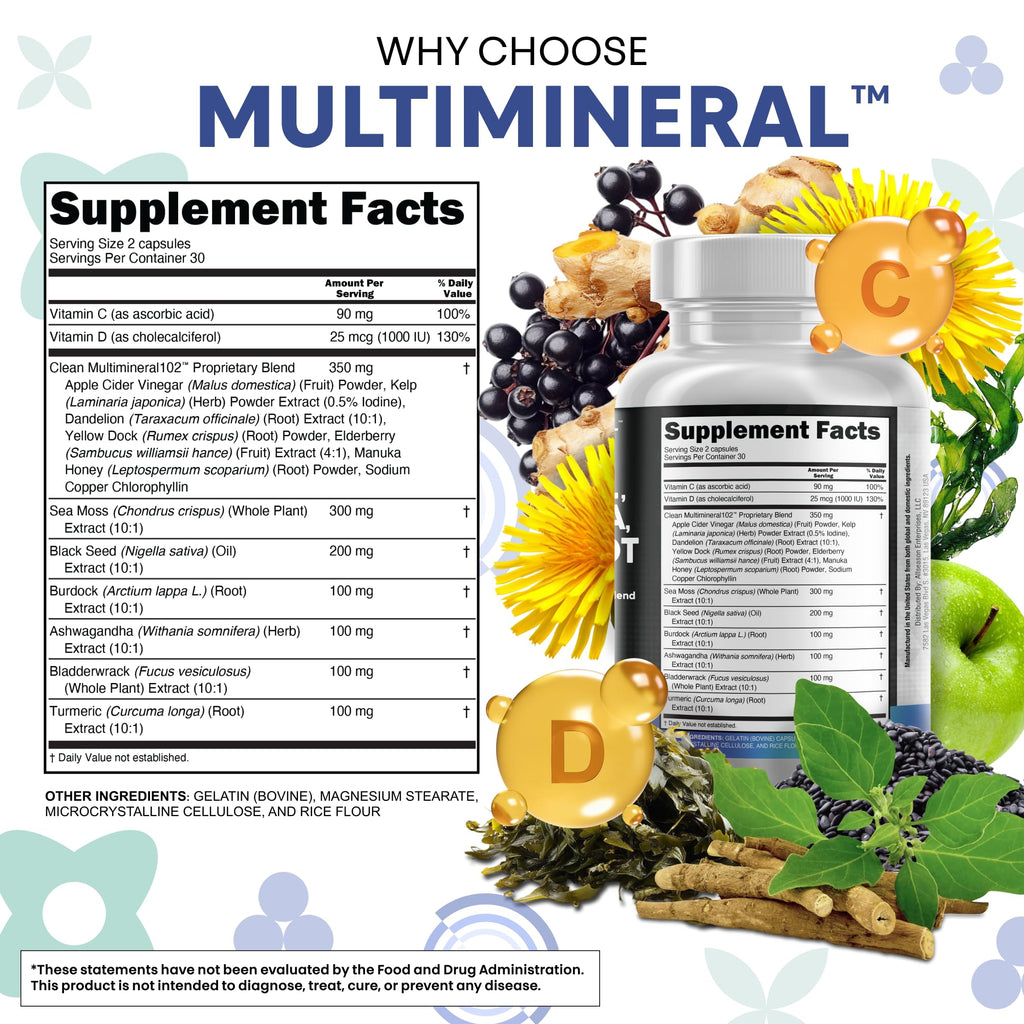 Clean Nutraceuticals Sea Moss Black Seed Oil Ashwagandha Turmeric Bladderwrack Burdock & Vitamin C Vitamin D3 with Elderberry Manuka Dandelion Yellow Dock Iodine Chlorophyll ACV Clean NutraceuticalsBuy Supplements Australia
