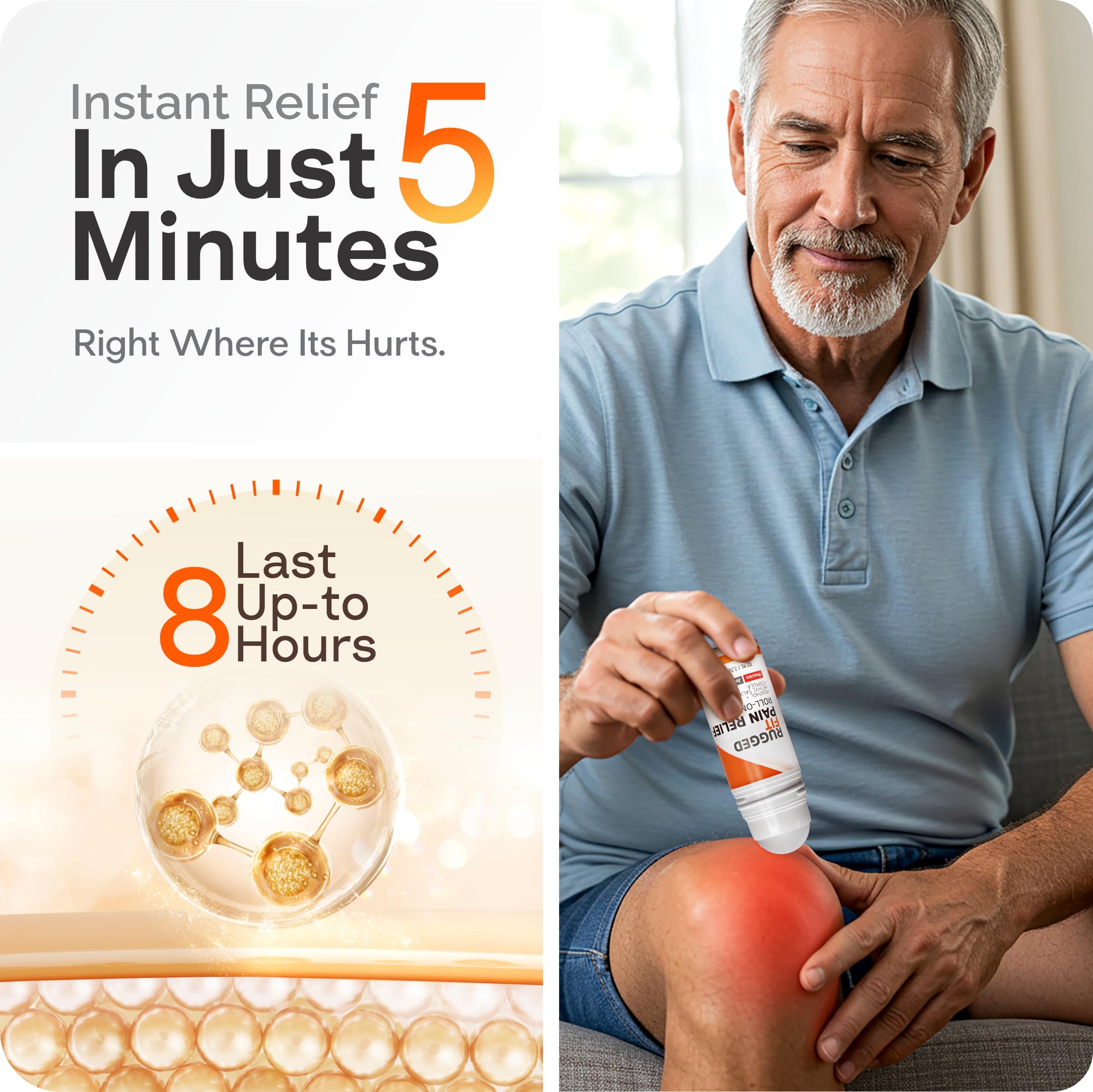 Rugged Fit Max-Strength Pain Relief Roll-On Gel – Cold & Hot Therapy with Menthol 2% + Methyl Salicylate 10% – Fast-Absorbing, Non-Greasy for Back, Arthritis, Muscle & Joint Pain – 3.38 fl oz Rugged FitBuy Supplements Australia
