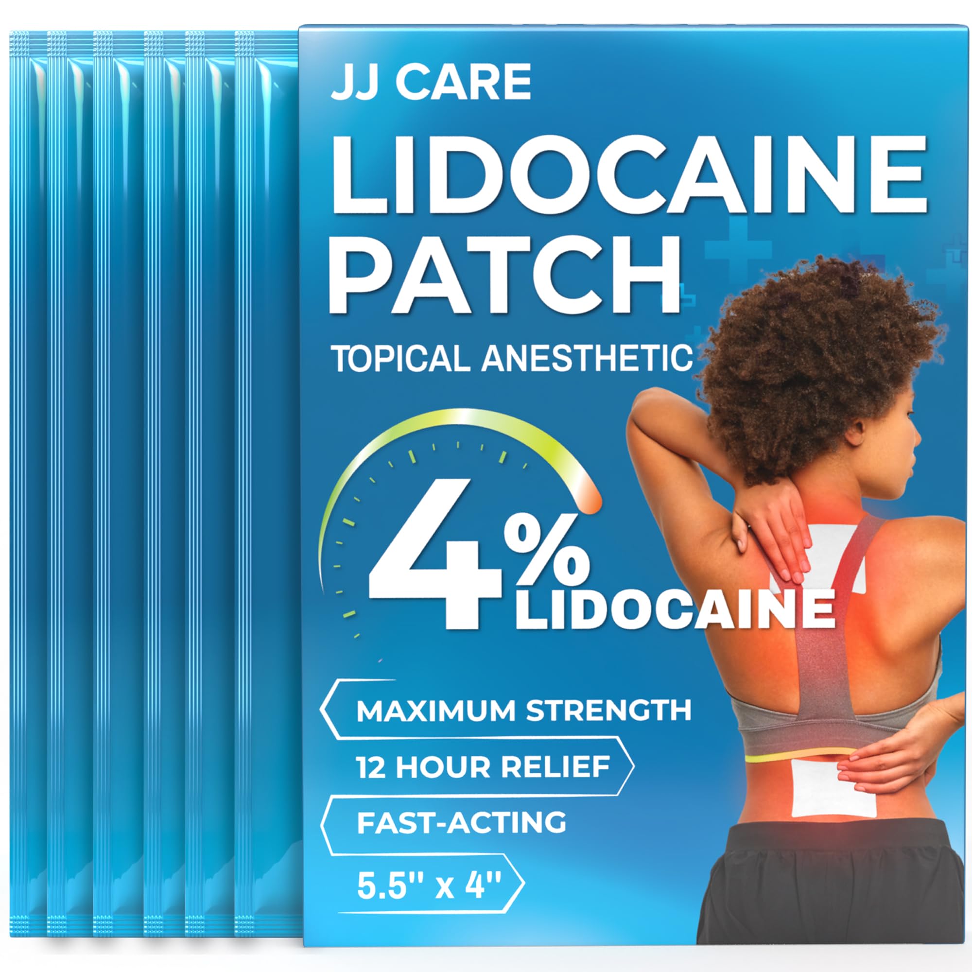JJ CARE Lidocaine Patches [Pack of 30], 4” x 5.5” Lidocaine 4% Maximum Strength Back Pain Relief Patches for Fast Numbing of Aches, Pains, Back, Neck, Shoulder, Muscle Soreness JJ CAREBuy Supplements Australia