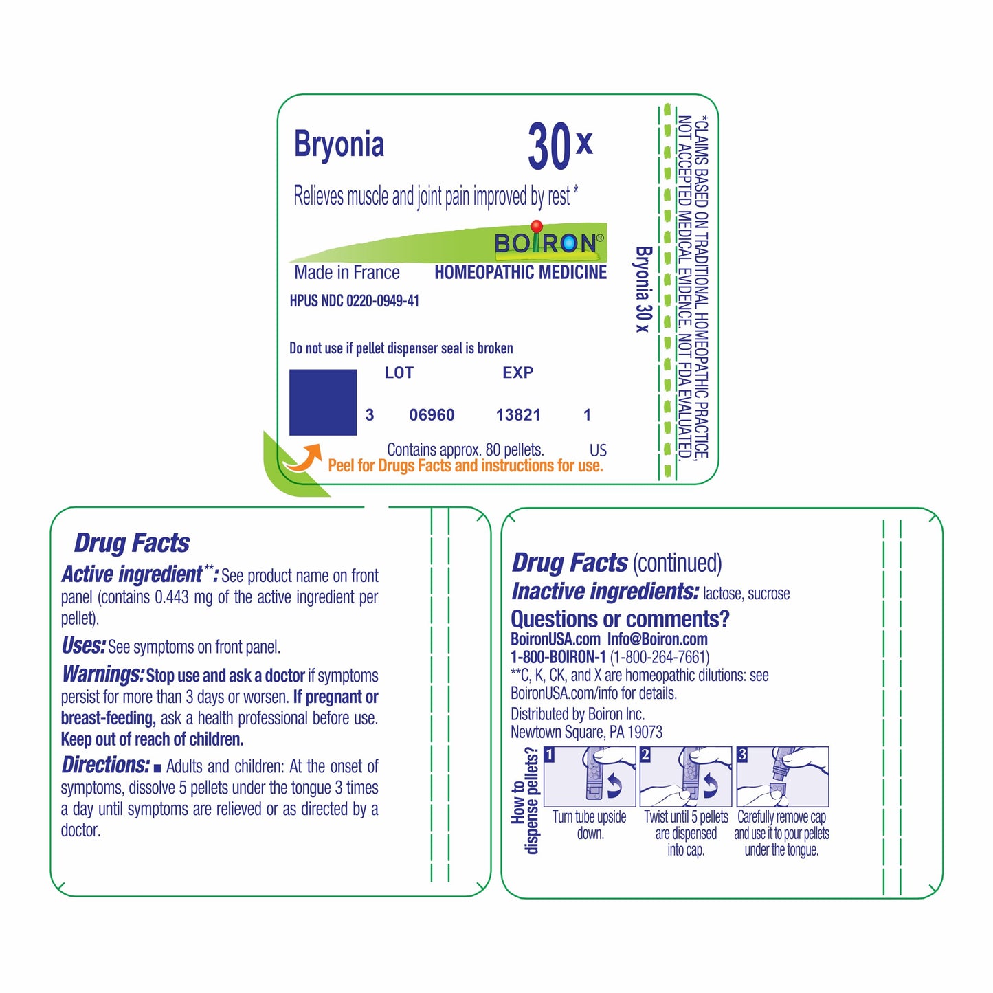 Boiron Bryonia 30X Homeopathic Medicine for Muscle & Joint Pain - 80 Pellets BoironBuy Supplements Australia