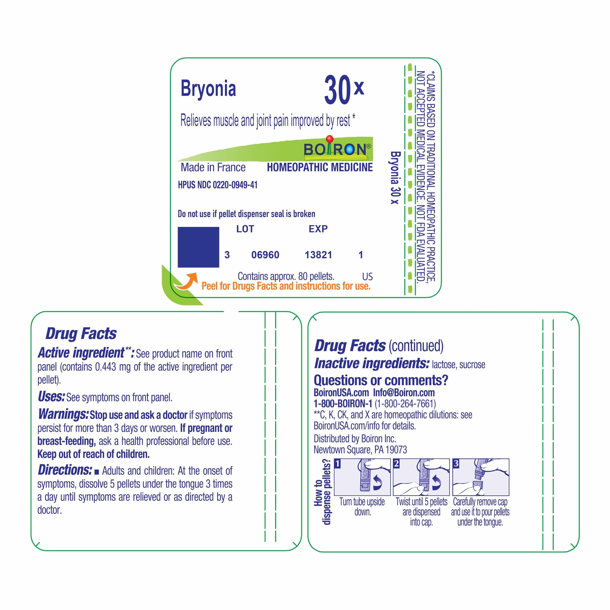 Boiron Bryonia 30X Homeopathic Medicine for Muscle & Joint Pain - 80 Pellets BoironBuy Supplements Australia
