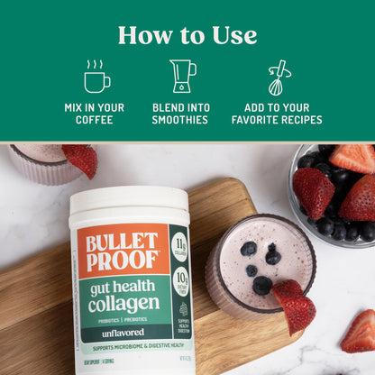 Bulletproof Unflavored Gut Health Collagen Protein, 14 Ounces, 10g Grass-Fed Collagen Peptides for Gut, Skin, Bone and Joint Support