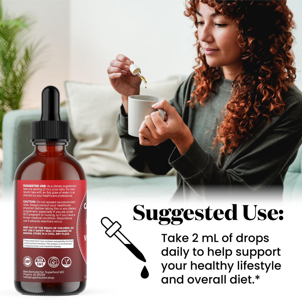 Cayenne Pepper Supplement Liquid Drops + Hawthorn Berry, Vitamin D3 K2 Beet Root Powder, Ceylon Cinnamon, Turmeric Curcumin, Organic Panax Ginseng - 4 OZ Superfood MD buy supplements Au