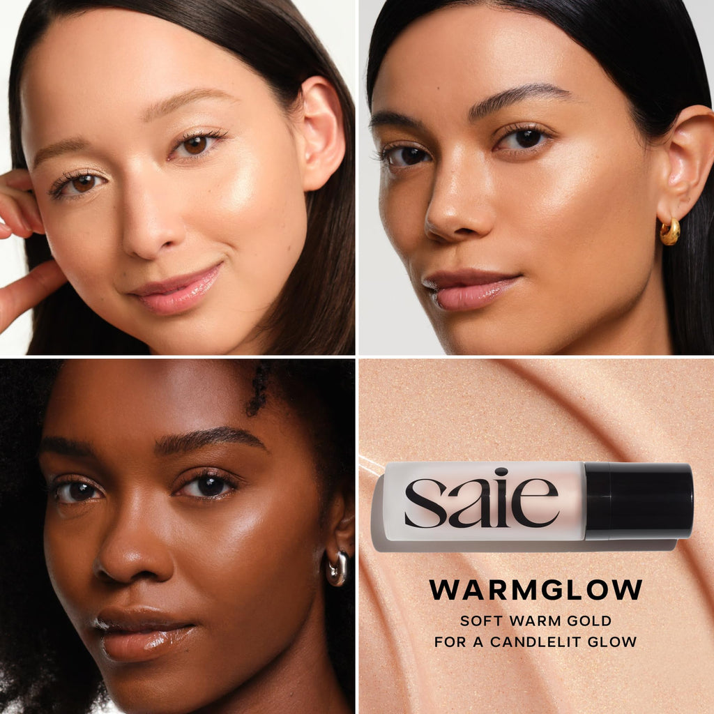 Saie Glowy Super Gel Warmglow Duo - Lightweight Illuminator & Makeup Primer for Glowing Skin - Soft Warm Gold (1 oz & 0.5 oz) SaieBuy Supplements Australia