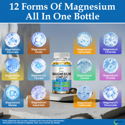 Magnesium Complex Softgels - 12-in-1 Magnesium Supplement with Glycinate,Citrate,Malate,Oxide,Taurate - High Absorption Magnesium Complex for Women & Men for Muscle, Heart, Sleep, Bone, Nerve Support JINGYAT buy supplements Au