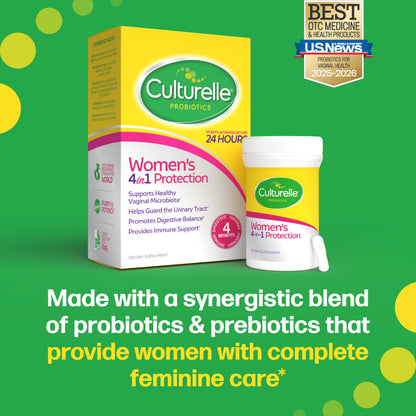 Culturelle 4-in-1 Probiotics for Women, Daily Probiotic & Prebiotic Supplement to Support Vaginal Health, Digestive Health, Immune Health