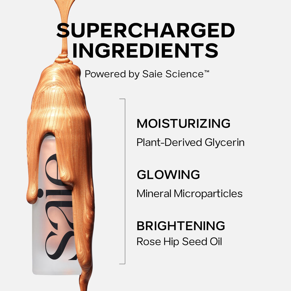 Saie Mini Glowy Super Gel Lightweight llluminator & Makeup Primer - Sunglow (0.5 oz) + Dew Blush - Lightweight Liquid Blush with a Blendable + Buildable Cream Finish - Rosy (.40 oz) SaieBuy Supplements Australia