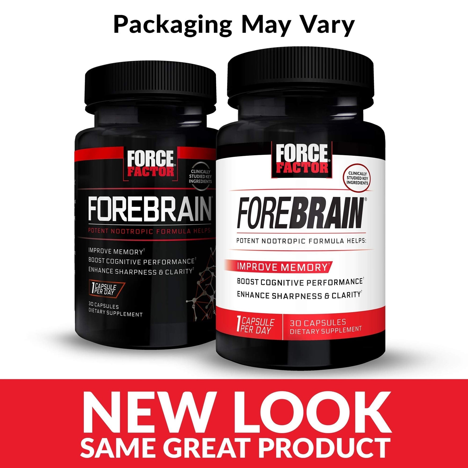 Force Factor Forebrain Nootropic Brain Supplement with Caffeine Bacopa and Huperzine A Capsules 3Pack, White, 90 Count Force Factor buy supplements Au