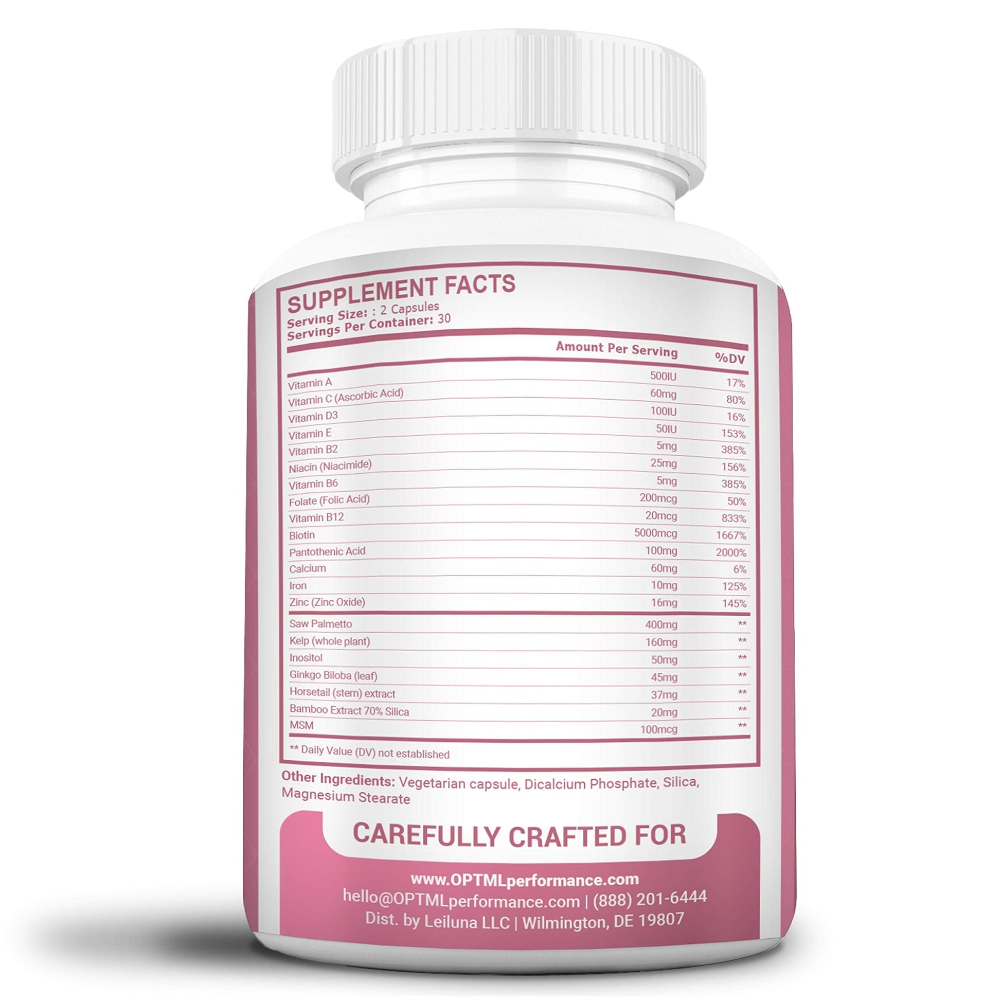 OPTML Hair and Nail Vitamins for Hair Growth and Thickness, Biotin-Infused Hair Pills, Hair Vitamins for Faster Hair Growth and Healthy Nails, for Women and Men, 60 Capsules OPTML buy supplements Au