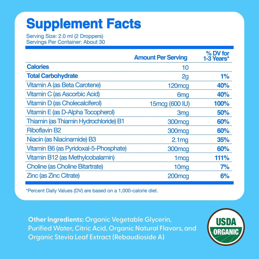 Feel Great Vitamins Organic Multivitamin Liquid Drops for Toddlers & Kids | Daily Essential Nutrients for Healthy Growth | The Feel Great Vitamin Company